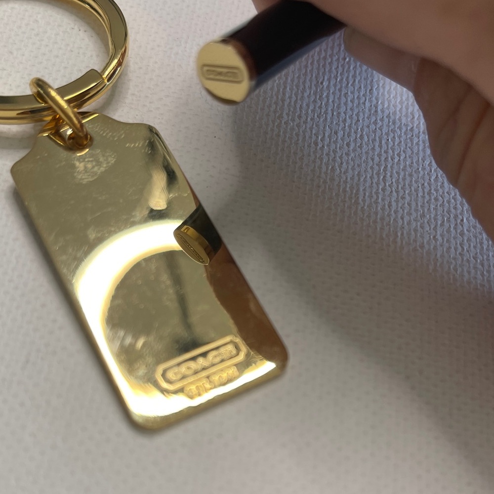 Coach Tattersall Gold Keychain and Black Coach Pen - Picture 4 of 5